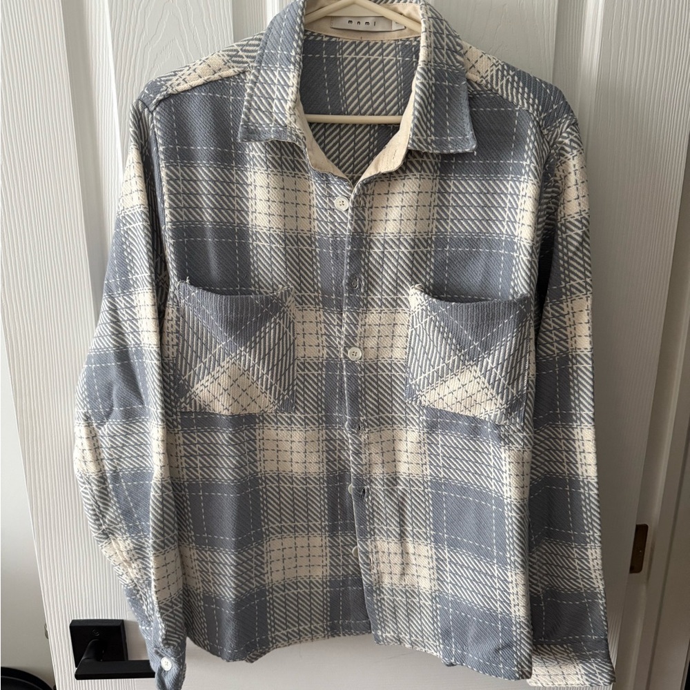 MNML Gray and Cream Checkered Shirt